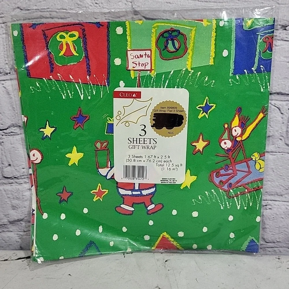 Vintage 90s Christmas Wrapping Paper‎ Lot Of 2 Pack 3 Sheets Each 1.67ft X 2.5ft